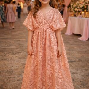 Elegant Pink Lace Kids Dress